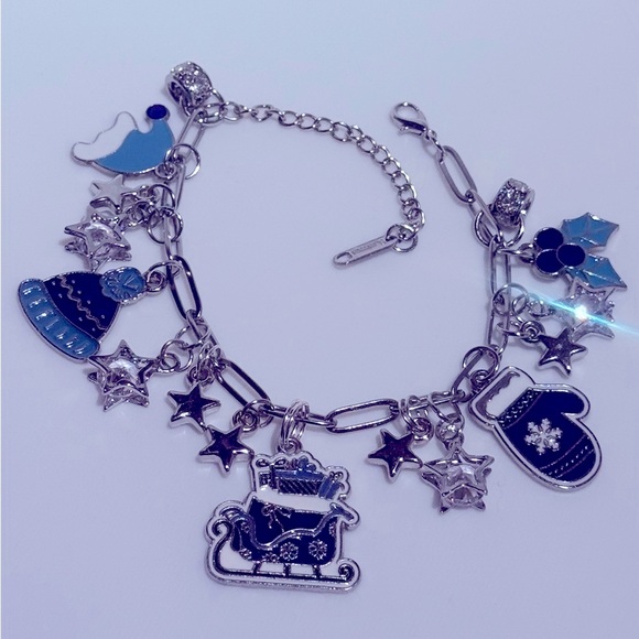 Silver and Blue Charm Bracelet - Picture 1 of 5
